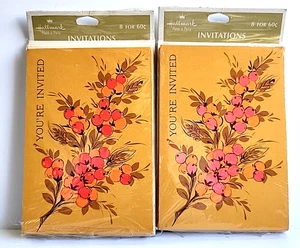 Vintage Hallmark Thanksgiving Party Einladungen & Umschläge 16 insgesamt neu aus altem Lagerbestand Blumen - Bild 1 von 10