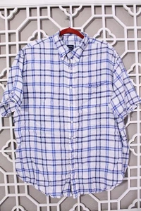 Camisa con botones Brooks Brothers para hombre 1XL blanca azul a cuadros lino irlandés informal para hombre - Imagen 1 de 16