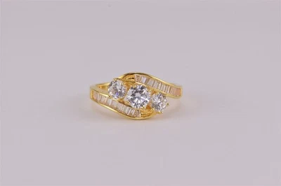 Anillo de oro de plata esterlina triple circonita cúbica baguette bypass banda 925 talla: 11 Foto 1 de 4