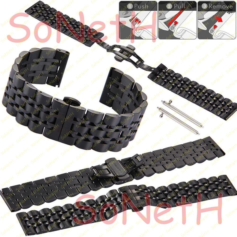 CINTURINO METALLO 7 BANDE CHIUSURA FIBIA FARFALLA SAMSUNG GEAR S3 CLASSIC NERO - Immagine 1 di 1