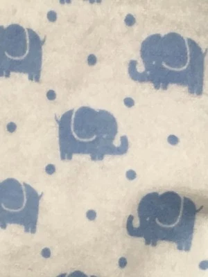 Manta de franela elefantes azules para niños borde de ganchillo fondo blanco talla grande Foto 1 de 4