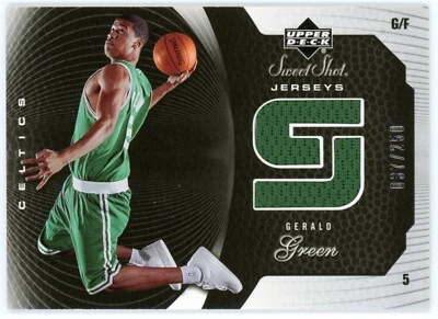 Camiseta deportiva 2005-06 Upper Deck Sweet Shot verde Gerald RC #37/250 * Celtics Foto 1 de 2