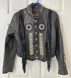 Leather Gallery Motorcycle Biker Women Black Jacket Silk Line. Size Medium - Picture 1 of 8