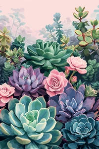 Succulents Plants Oil Paint Wall Art Print 12x18 Canvas Artprint Desktop Art - Picture 1 of 1