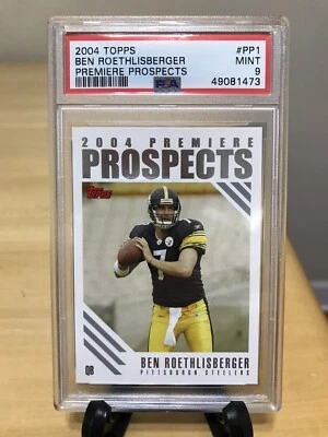 BEN ROETHLISBERGER ROOKIE CARD 2004 TOPPS PREMIERE PROSPECTS GRADED PSA MINT 9 - Image 1 of 2