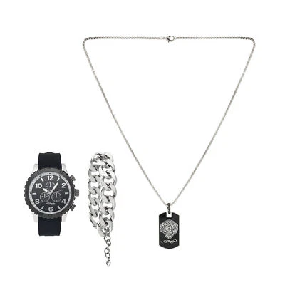 Ed Hardy Hombre Negro Mate Correa Silicona Reloj 46mm Set Regalo Foto 1 de 3