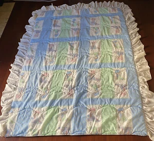 VTG PRECIOUS MOMENTS BABY COMFORTER BEDTIME BLANKET 70”W X 80”L - Picture 1 of 6