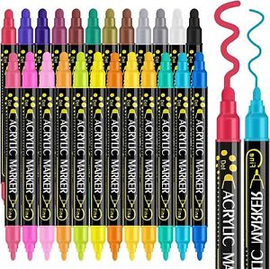 24 pièces stylos acryliques couleurs marqueurs double pointe pour bricolage peinture de Pâques