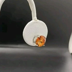 Stud Earrings Silver Tone Faceted Orange Rhinestone Jewelry - Picture 1 of 7