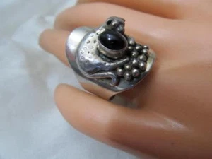 Anillo de plata esterlina Carol Felley ónix leopardo guepardo talla 11 de diseñador - Imagen 1 de 10