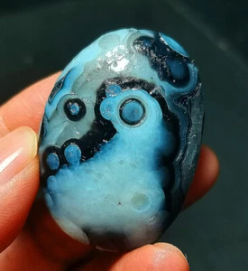 TOP 31.8g Black Gobi Agate Eyes Agate Silk Banded Agate Crystal Madagascar B174 - Imagen 1 de 14