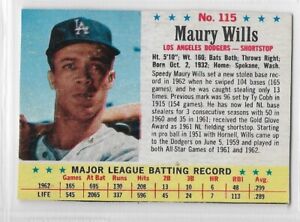 1963 Post #115 MAURY WILLS Los Angeles Dodgers EX (hand cut)