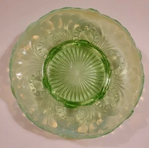 Antique Opalescent Green Vaseline Glass Tokyo Pattern , Jefferson Glass Co. Bowl - Picture 1 of 6