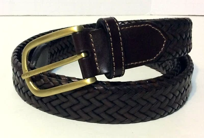 Cinturón de cuero trenzado marrón oscuro Perry Ellis Portfolio HP65106 Talla: 40 Foto 1 de 4