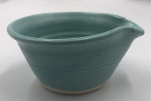 Boonesboro Studio Art Pottery Signed Batter Mixing Bowl Spout Signed Teal Blue - Picture 1 of 9