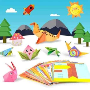 Origami Sheets Paper Craft DIY Kit For Kids Birthday Gift With Fold Guiding Step - Picture 1 of 14