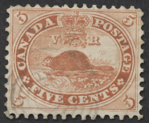 Canada #15 5c Beaver Used Light Target Cancel VF Centered UR Corner Bend Cover