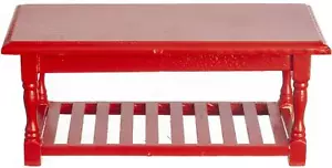 Dolls House Red Coffee Table with Shelf Miniature Modern Furniture 1:12 - Picture 1 of 8