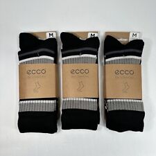 6 Pairs Ecco Socks Men's Medium 6-8.5 Dress Crew Black Gray Stripe