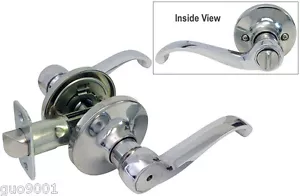 Maniglia leva bagno cromata lucida privacy manopola serratura porta - Foto 1 di 2