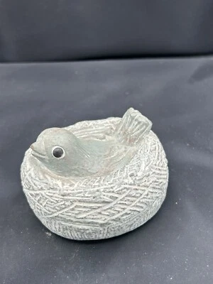 Isabel Bloom Bird In Nest Carved Stone Concrete Figurine Sculpture 4” Retired - Image 1 of 4