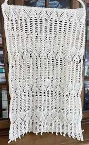 Vintage Crochet Table Runner 62”x17.5” Ivory Country Cottage Farmhouse - Picture 1 of 3