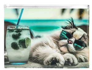 A4 koperta PP zapinana na zamek błyskawiczny nadruk chillout kot - Zdjęcie 1 z 1