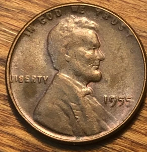1955 Lincoln Wheat Cent Poor Man's Doubled Die Deterioration Double 5 - Bild 1 von 3