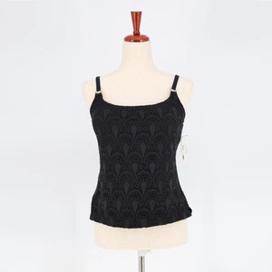 Island Escape Women Black Crochet Strappy Casual Swimwear Tankini Top Size US 10 - Picture 1 of 5
