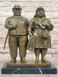 Full Figure Couple Tribute to Fernando Botero Bronze Sculpture Statue Figurine - Picture 1 of 10