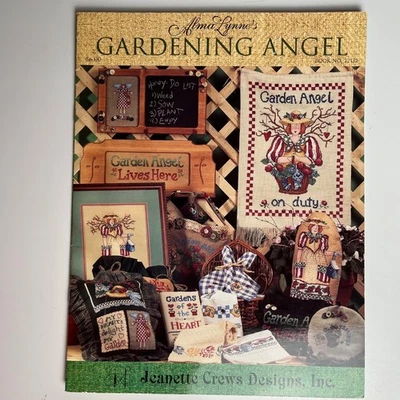 VTG Alma Lynne Gardening Angel Cross Stitch Patterns Book Jeanette Crews 1997 - Image 1 of 4