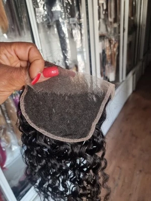 12A CABELLO VIRGEN BRASILEÑO ONDA DE AGUA HD CIERRE DE ENCAJE 20 PULGADAS 5X5 ANCHO VÍA LIBRE 1B Foto 1 de 4