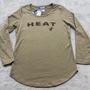Miami Heat NBA Women’s M Scoop Neck Long Sleeve Tee Tan New - Picture 1 of 5