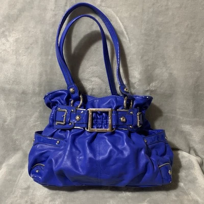 Wilsons Leather Royal Blue Patent Leather Buckle Accent Hobo Handbag Slouchy - Image 1 of 4