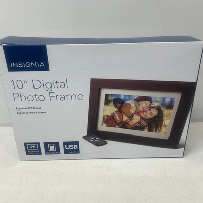 Digital Photo Frame 10" Insignia Premium IPS Panel Espresso Wood Frame New - Image 1 of 4