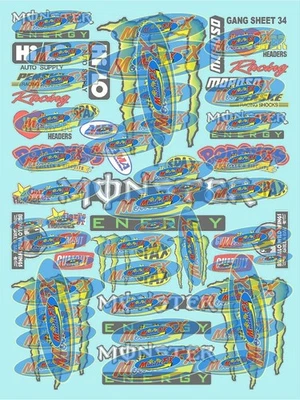 White Vinyl Racing Sticker Sheet 34 Variety-R/C Model Die-cut- 1/8-1/10-tamiyafg - Image 1 of 4