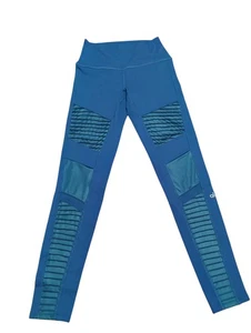 ALO Women's Yoga Legging Size S Blue Active Wear Moto Stretch - Picture 1 of 4