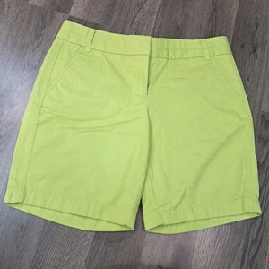 Women's J. Crew 100% Cotton Low Rise Citrus Lime Green Chino Shorts Size 6 - Picture 1 of 8
