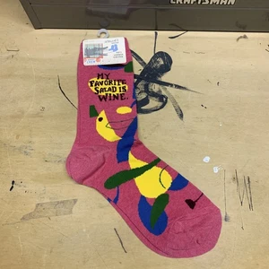 WINE IS MY SALAD ~ Blue Q Cotton Socks~ Funny Joke Novelty Gift - Womens Sz 5-10 - Picture 1 of 4