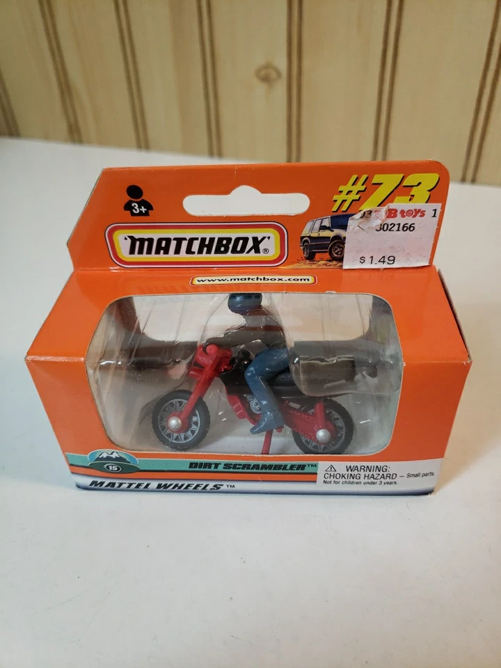 Matchbox Mattel Wheels #73 Dirt Scrambler Motorcycle w/Rider Window Box New  - Image 1 of 4