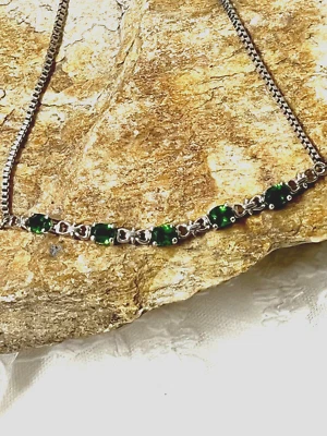 Brazalete de diopsido cromado platino sobre plata de ley con cierre de bola mágica nuevo con etiquetas Foto 1 de 4