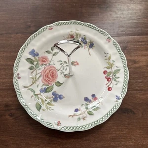 Royal Doulton Victorian Garden Serving Tray Handle Rose Fruit Green Lattice Trim - Picture 1 of 3
