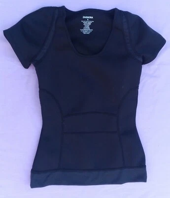 Zaggora Neoprene Black Womens Top Small Celu-Lite Short Sleeve Athleisure - Image 1 of 4