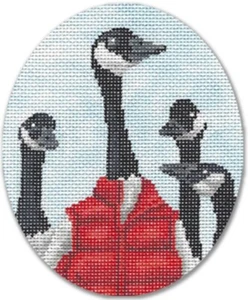 Needlepoint Handpainted Christmas CBK Canada Geese 4x5 - Picture 1 of 4