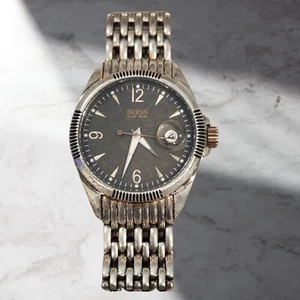 Vintage Mens Hugo Boss Just Date Watch Stainless Steel Band *WORKING* - Picture 1 of 10