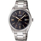 Casio MTP-1302D-1A2 Mens Watch Stainless Steel Analog Black Dial MTP1302D1A2