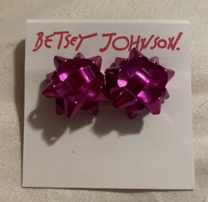 Betsey Johnson Ohrringe Fuchsia Schleife Weihnachten Urlaub - Bild 1 von 1