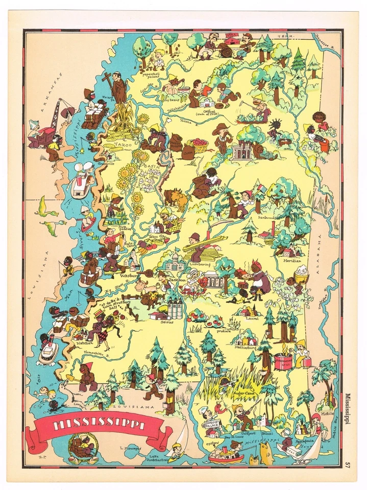 Geografía gay original Ruth Taylor pictórica 1935 Mississippi Biloxi limpio++ Foto 1 de 1