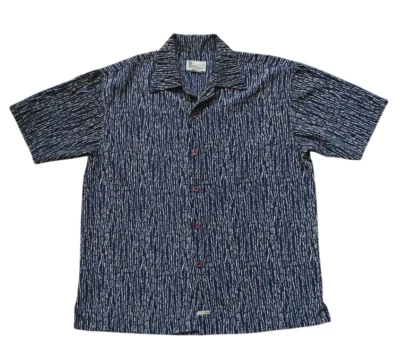 New BC Ethic Lounge Shirt Mens Large Blue Button Up Rockabilly Retro Casual  - Image 1 of 4