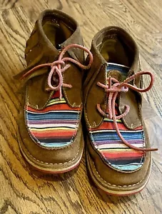 Ariat Women's Cruiser Fringe Dark Tan brown Suede Serape Stripes Size 7.5B - Picture 1 of 7